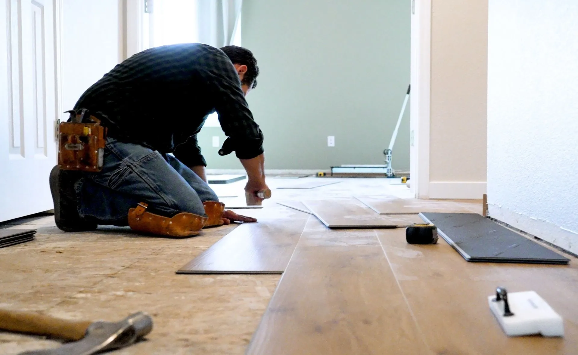Floor installation step 3 — Subfloor Preparation + Leveling — Galvez Construction Amory MS