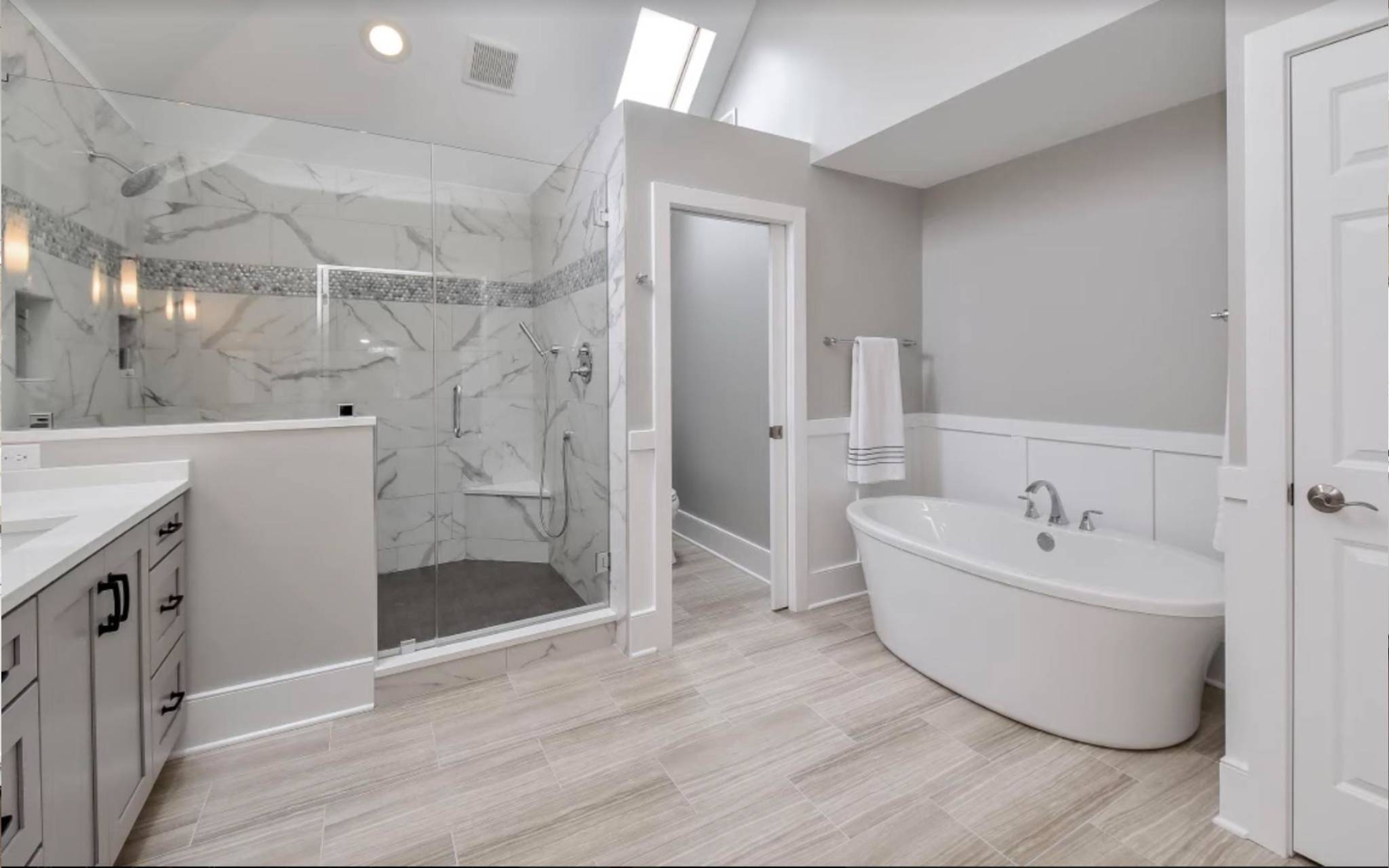 Open-Plan Bathroom Renovation — Galvez Construction bathroom remodeling