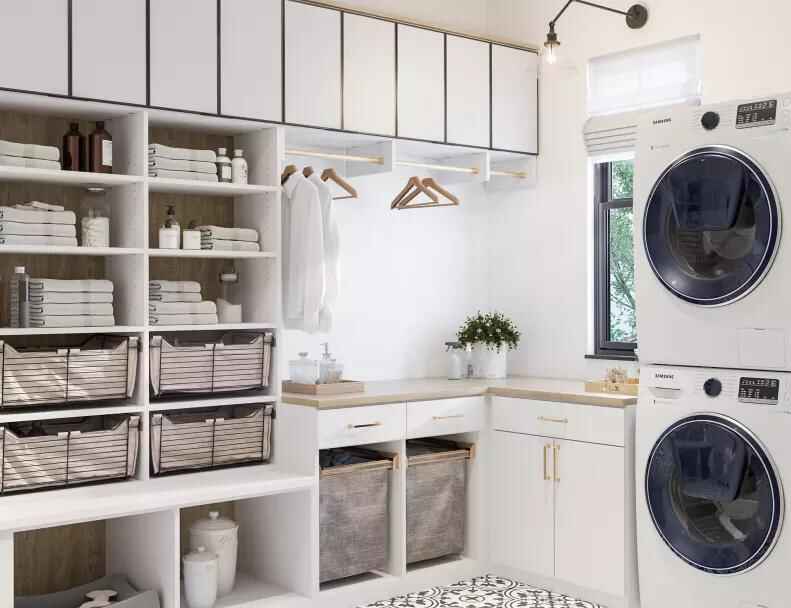 Built-in storage shelving for laundry room — laundry room cabinets and storage Galvez