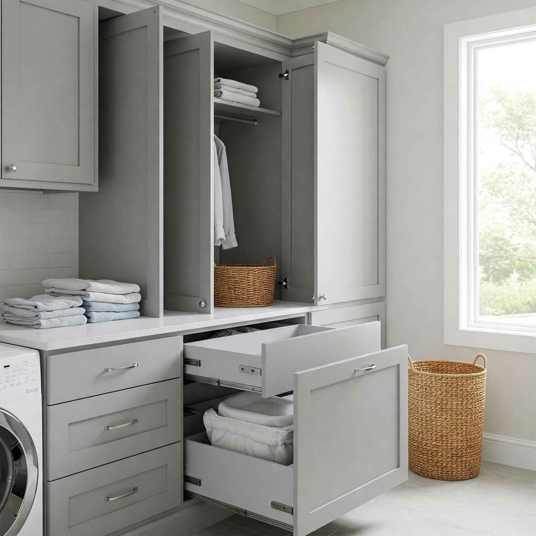 Customized laundry room cabinets with storage North Mississippi