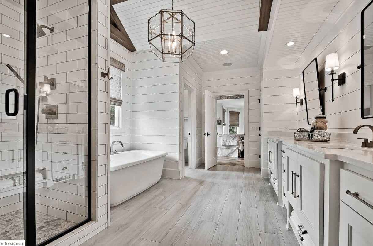 Walk-in shower and bathroom remodel by Galvez Construction near Guntown MS